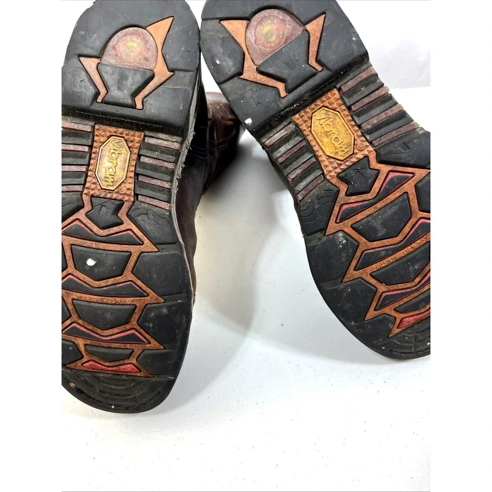 Justin Men's Warhawk Nano Toe Chestnut Leather Vibram Safety Workboot Size 8D‎